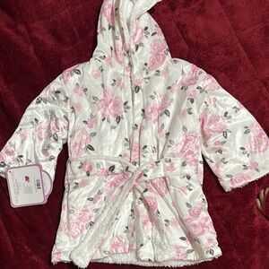 Floral Hooded Robe with Pink Roses